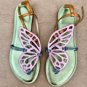 Sophia Webster Butterfly Sandals Metallic pastel pink, green, blue, orange